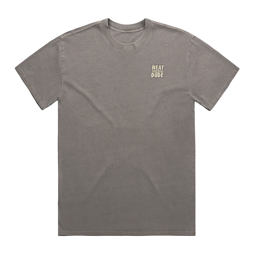 Embroidered Globe Tee - Faded Grey