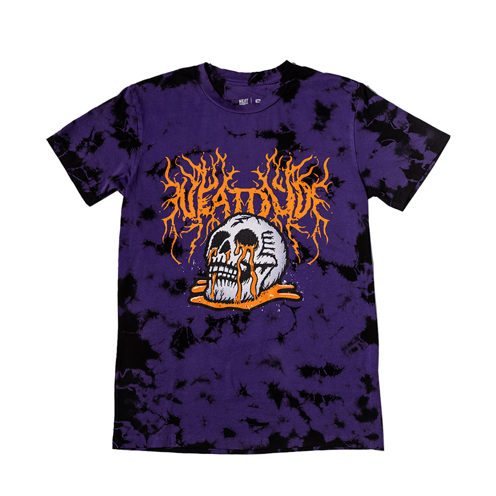 Tie Dye Skull Puddle Tee - Purple