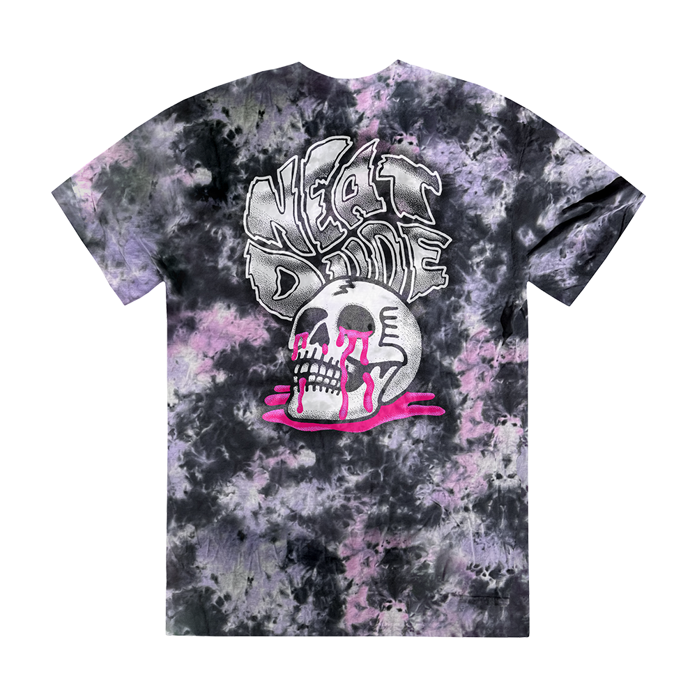 Tie Dye Skull Puddle Tee - Pink/Black