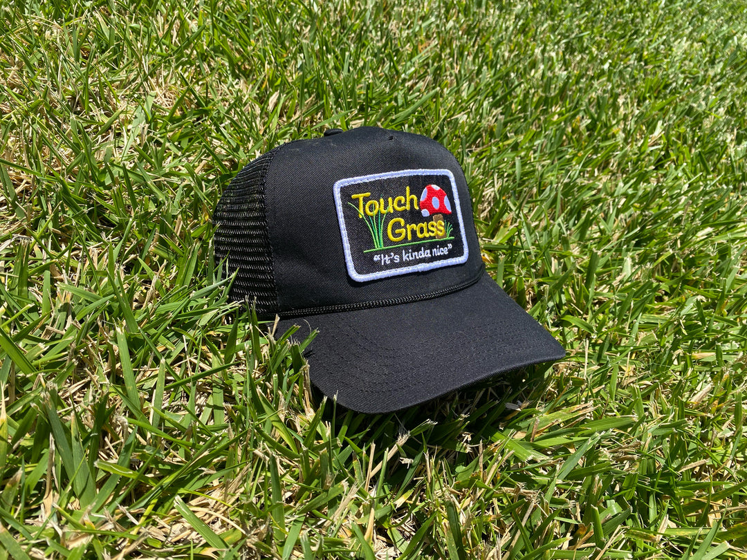 Touch Grass Trucker Hat - Black