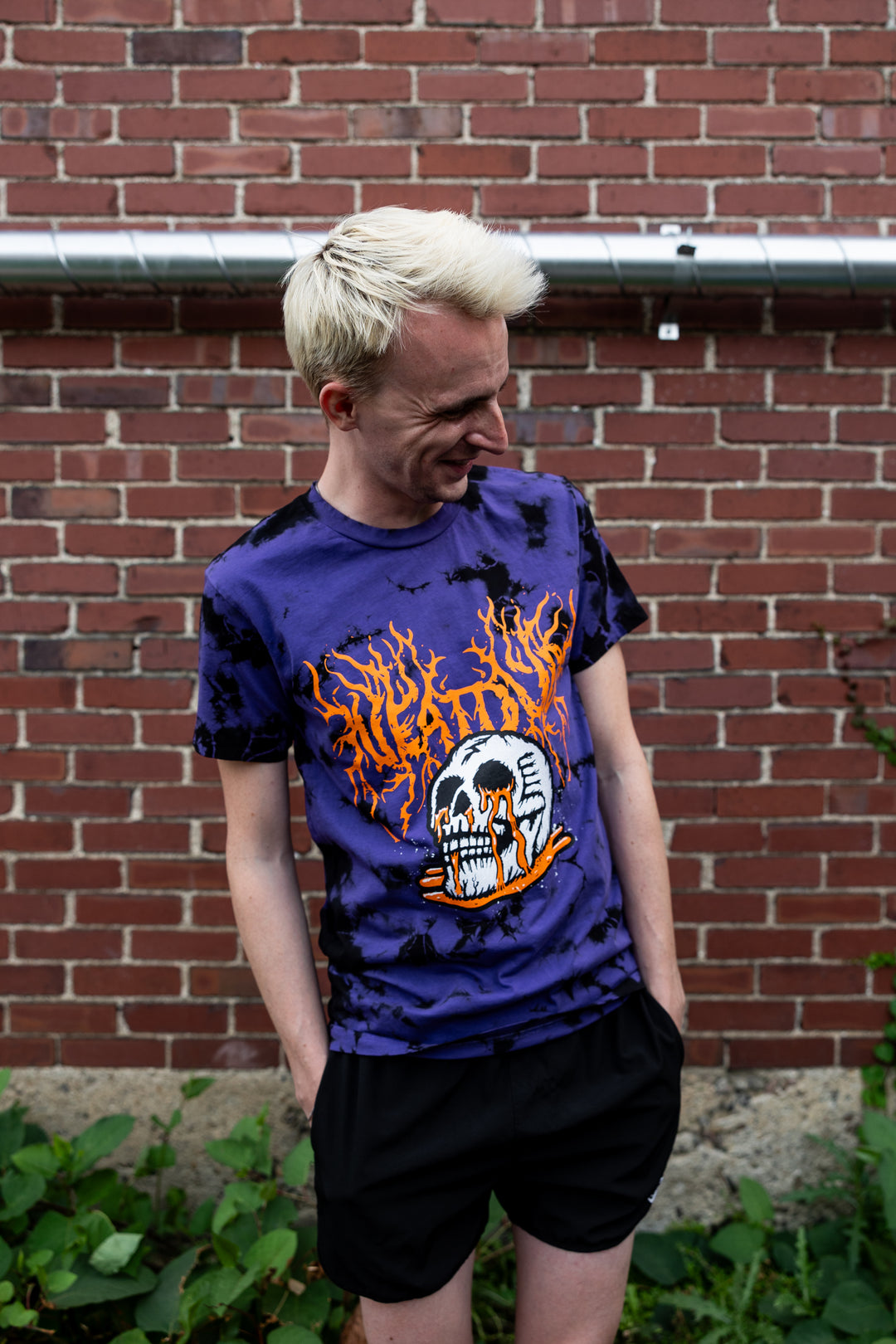 Tie Dye Skull Puddle Tee - Purple