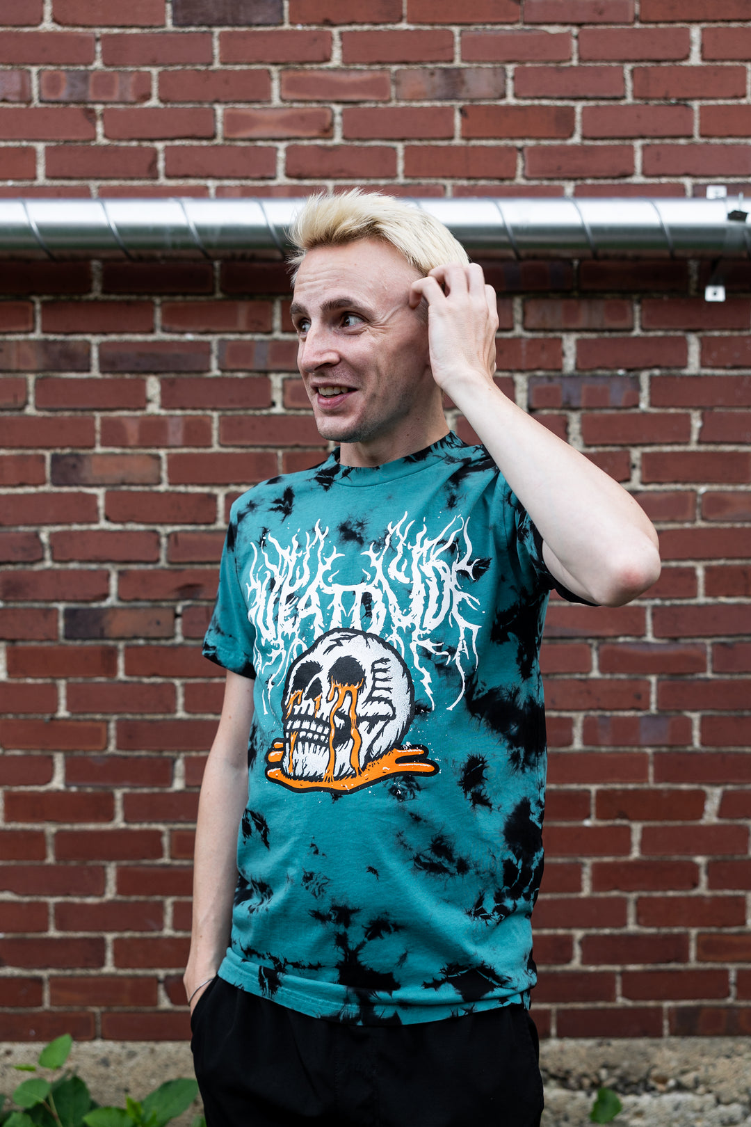 Tie Dye Skull Puddle Tee - Teal