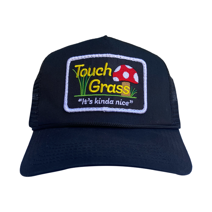 Touch Grass Trucker Hat - Black