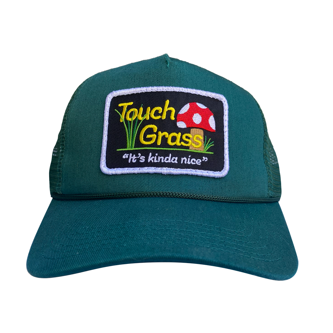 Touch Grass Trucker Hat - Pine Green