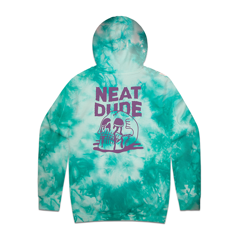 Skull Puddle Hoodie - Teal Tie Dye