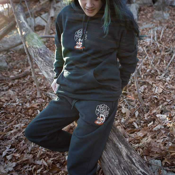 Embroidered Skull Puddle Hoodie