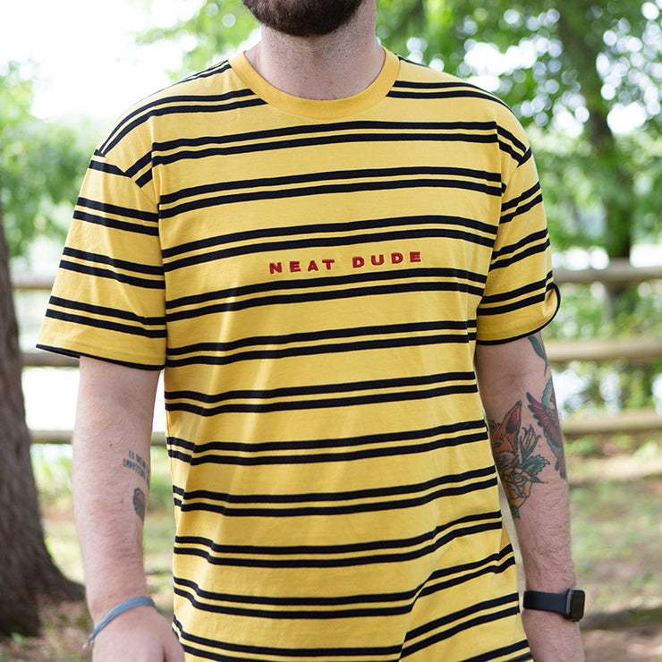 Embroidered Stripe Tee - Yellow/Black