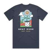 Flower Pocket Tee - Slate Blue